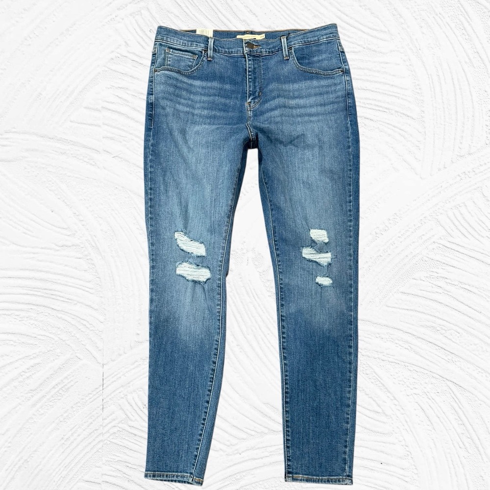 NWT Levi's 721 High Rise Skinny Jeans 14W= W34X30 Sculpt Soft Med Blue Stretch